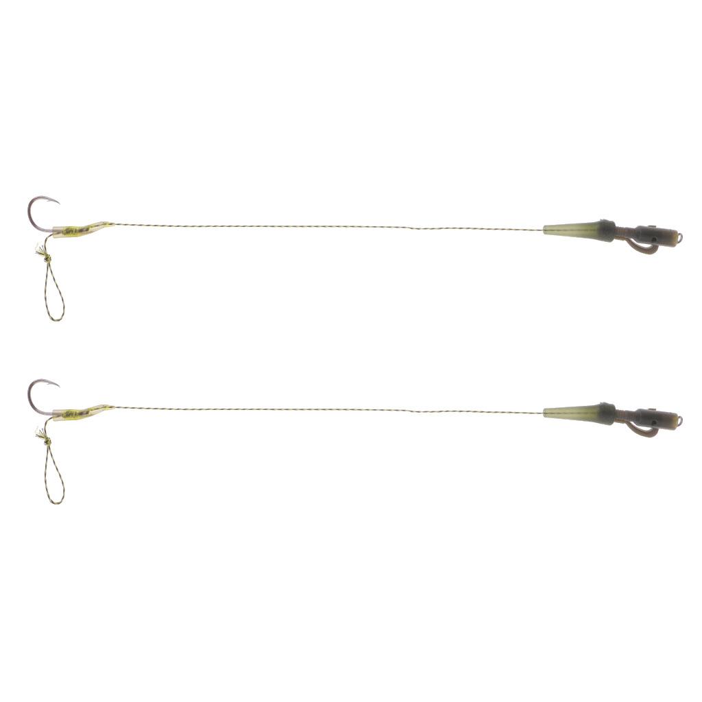 2pcs Braided Line Carp Fishing Hair Rigs Heavy Dury Clips Tackle Barbed Hooks High Carbon Steel Durable to use