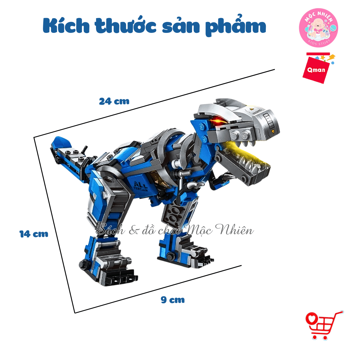 Đồ chơi lắp ráp, xếp hình Qman 4803 - Khủng long biến hình (375 mảnh ghép) - Dành cho bé trai từ 6 tuổi