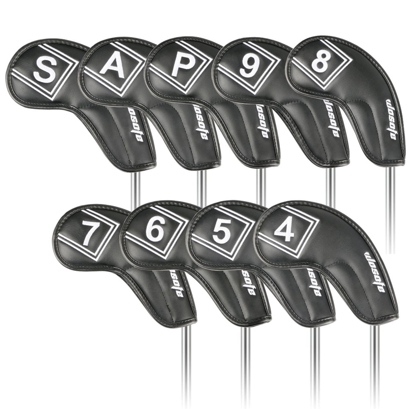 9Pcs/Pack PU Golf Iron Covers Set Golf Club Head Cover for Most Irons