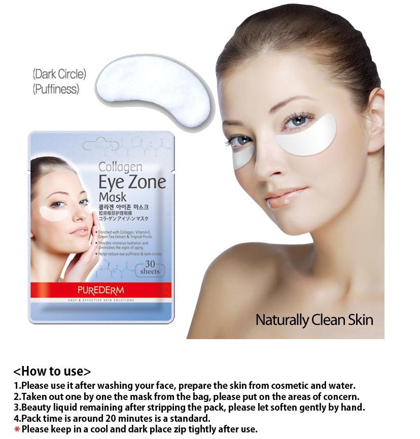 Mặt nạ dưỡng mắt PUREDERM Collagen Eye Zone Mask - Cung cấp collagen cho vùng mắt - 30 miếng