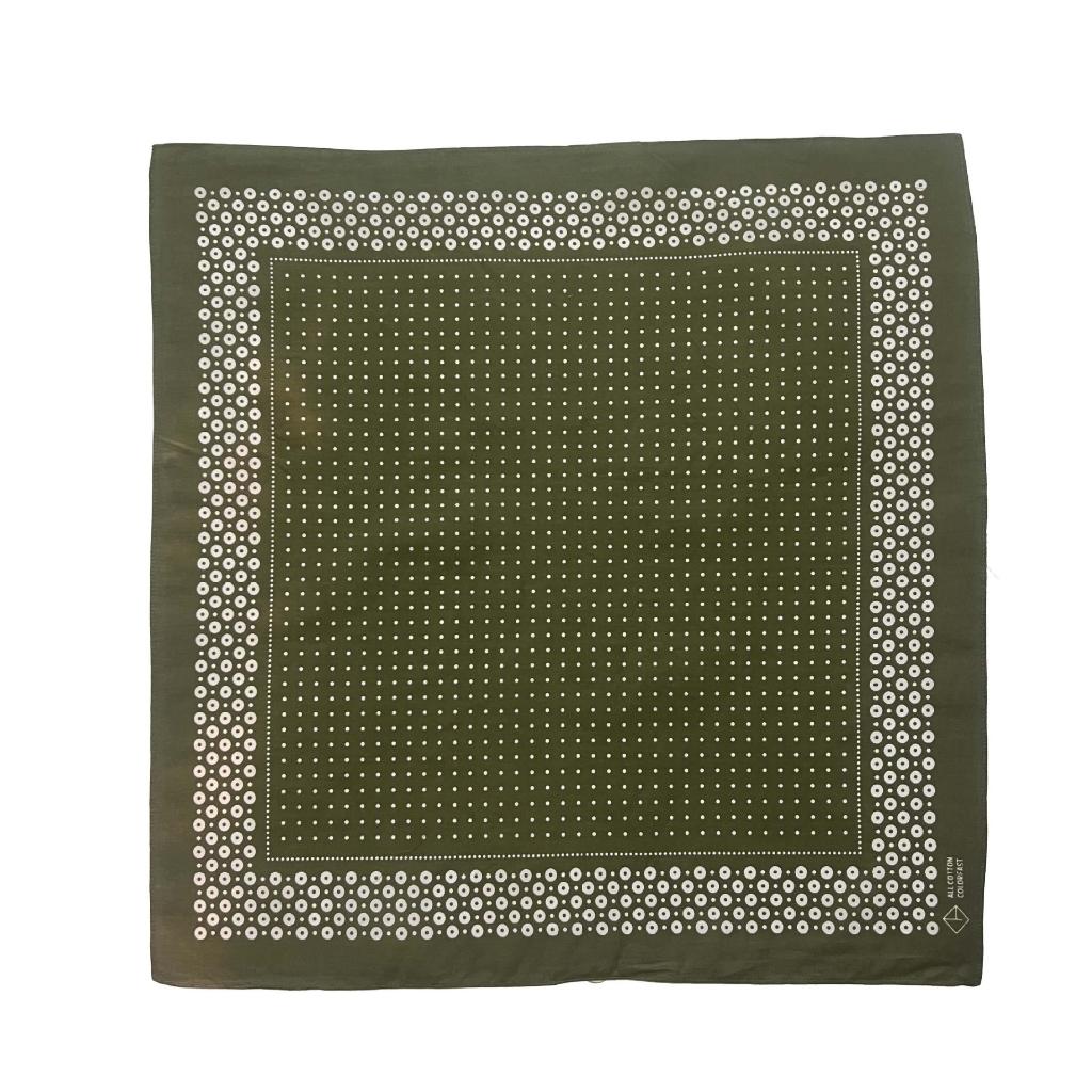 Khăn bandana cotton màu xanh lá cây họa tiết Vintage cao cấp