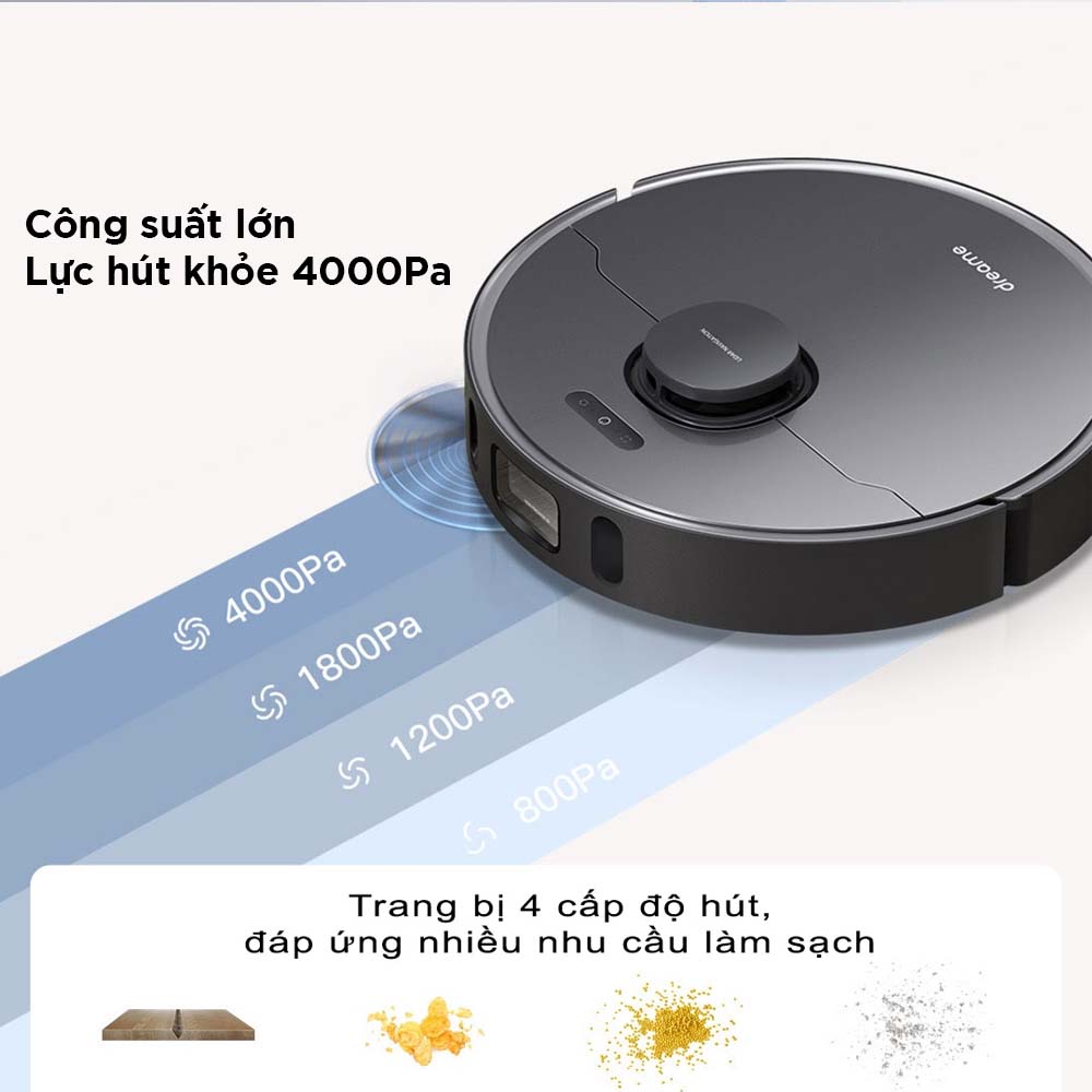 Robot Hút Bụi Lau Nhà Thông Minh XIAOMI Lydsto W2 Lite Tự Động Đổ Rác Giặt Sấy Khô Giẻ Lau Diệt Khuẩn Ozone Diện Tích Hoạt Động 200 m2 Lực Hút 5000 Pa Công Suất 50 W - Hàng Chính Hãng