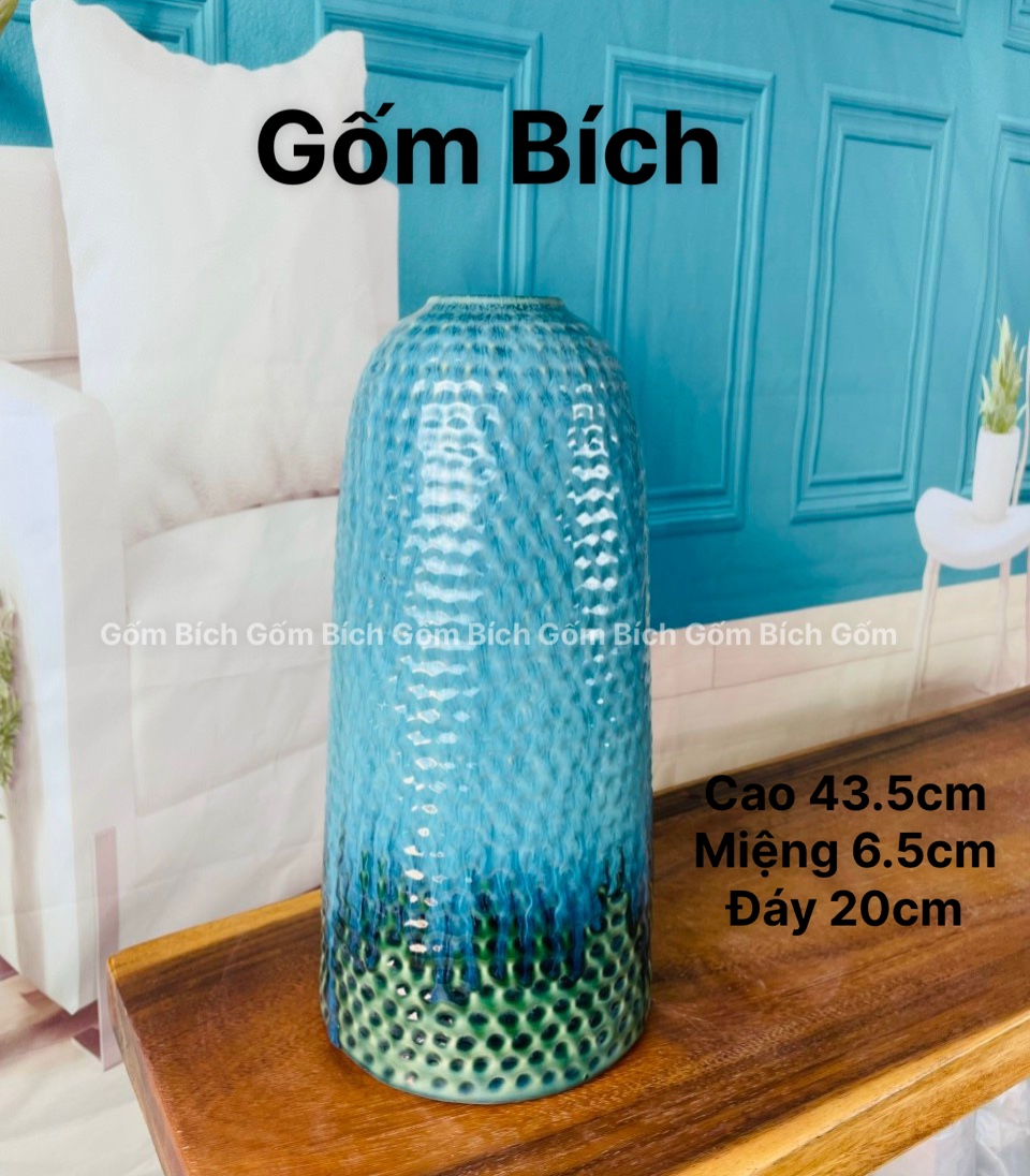 Bình Hoa Dáng Chuông Thon Cao 45cm Lọ Hoa Men Mộc Cắm Đào Lê Mận Tuyết Mai Gốm Sứ Bát Tràng - Gốm Bích