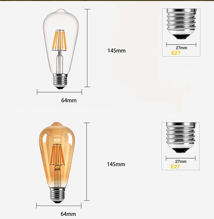 Bộ 3 bóng đèn Led Edison ST64 6W đui E27 hàng chính hãng.