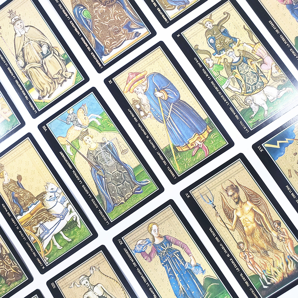 Bộ Bài Visconti Tarot 7x12 Cm Tặng Đá Thanh Tẩy
