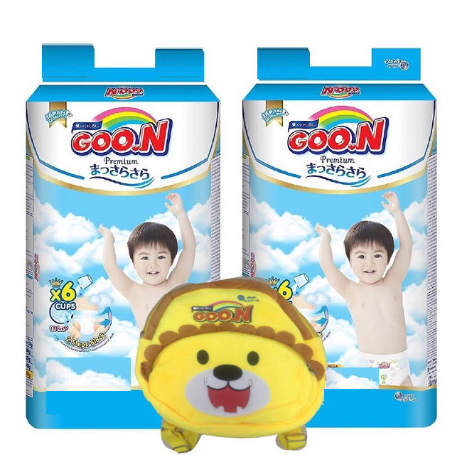 Combo 2 bịch bỉm Goon premium tặng kèm balo ngộ nghĩnh cho bé