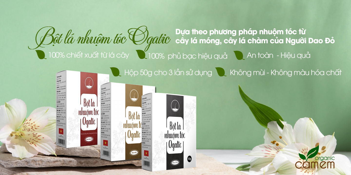 Bột lá nhuộm tóc OGATIC Màu Nâu Đỏ