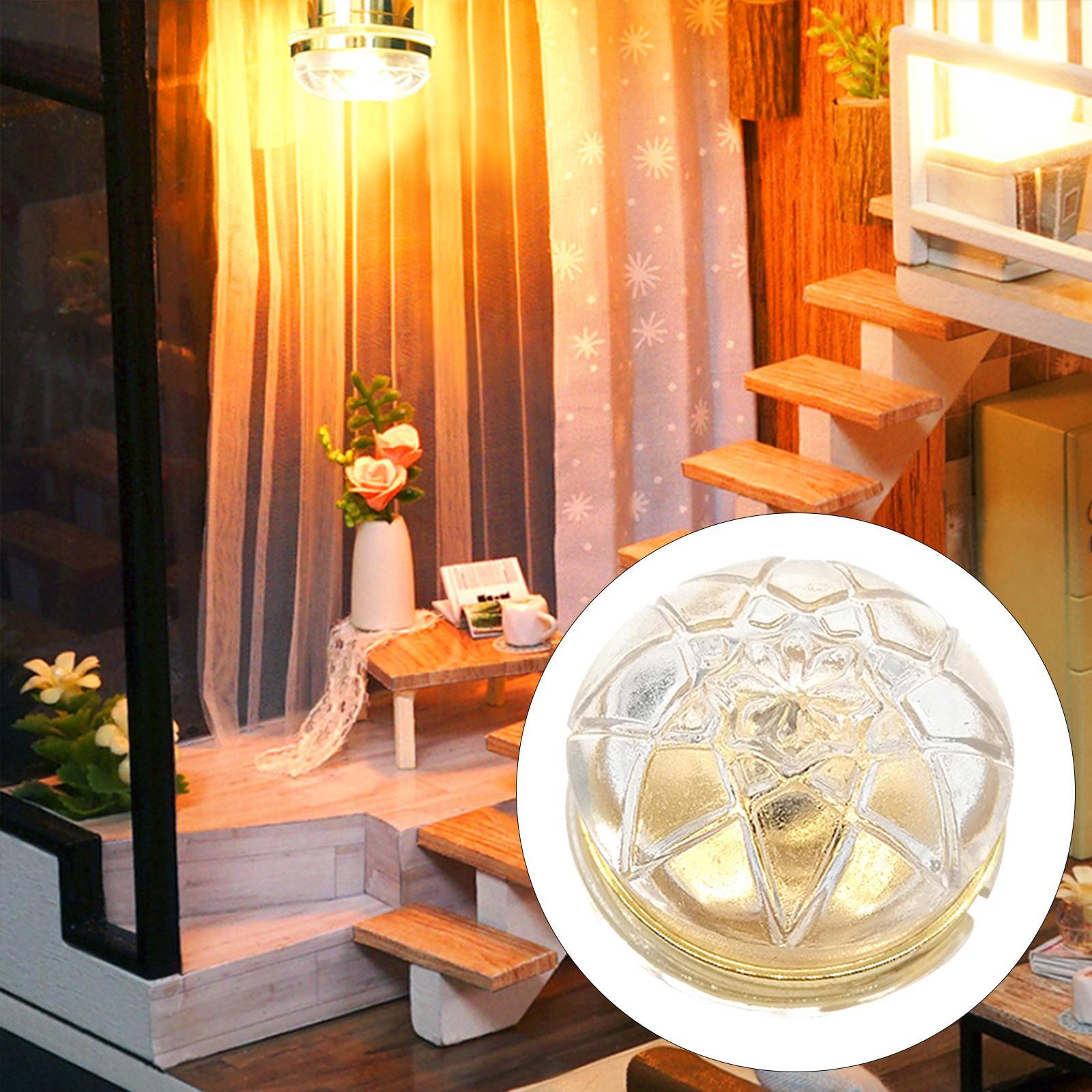 1/12 Dollhouse Miniature LED Ceiling Light Lamp Battery