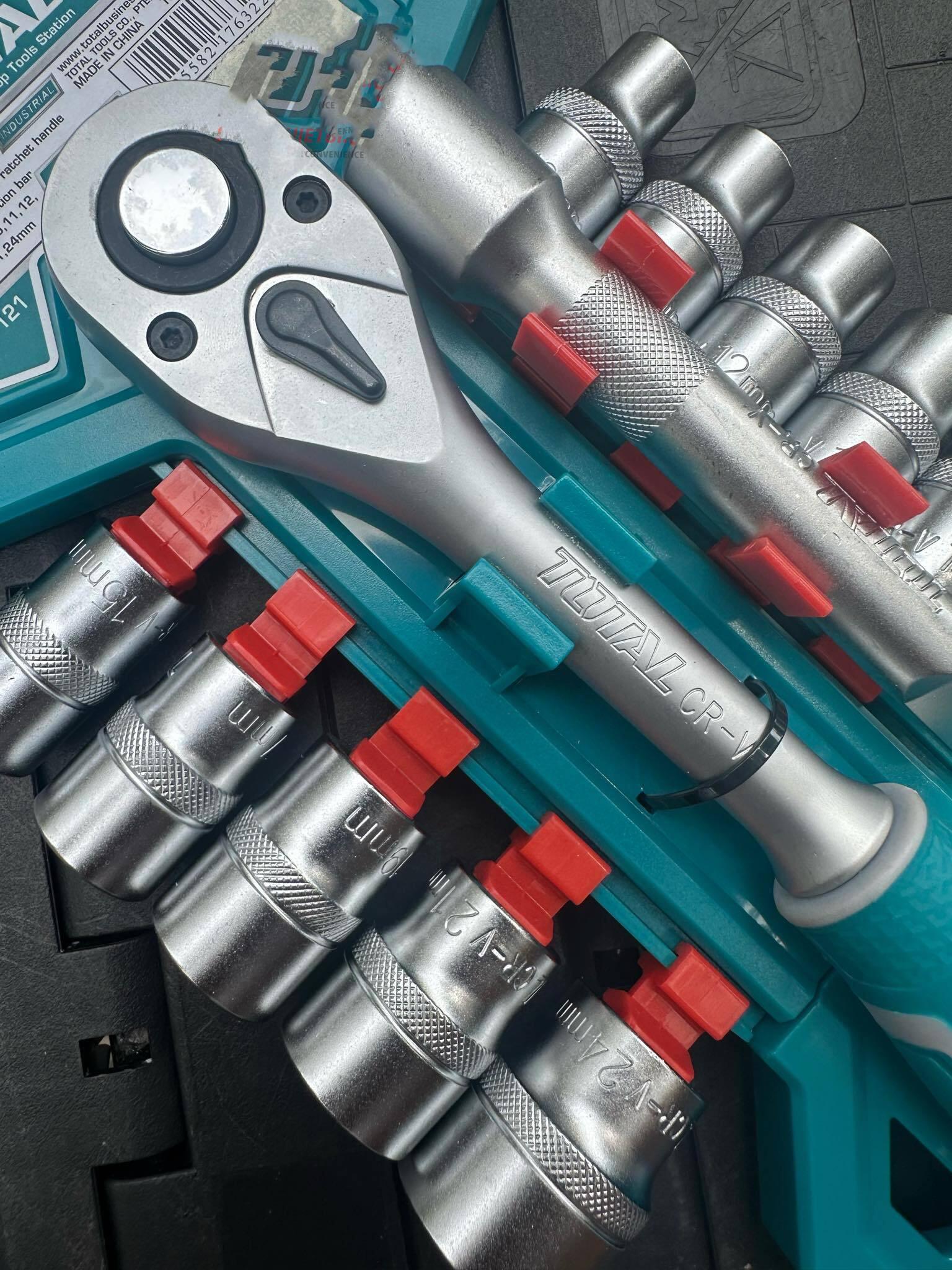 BỘ 12 CÁI SOCKET (1/2 INCH) &amp; CẦN 2 CHIỀU TOTAL THT141121 - HÀNG CHÍNH HÃNG