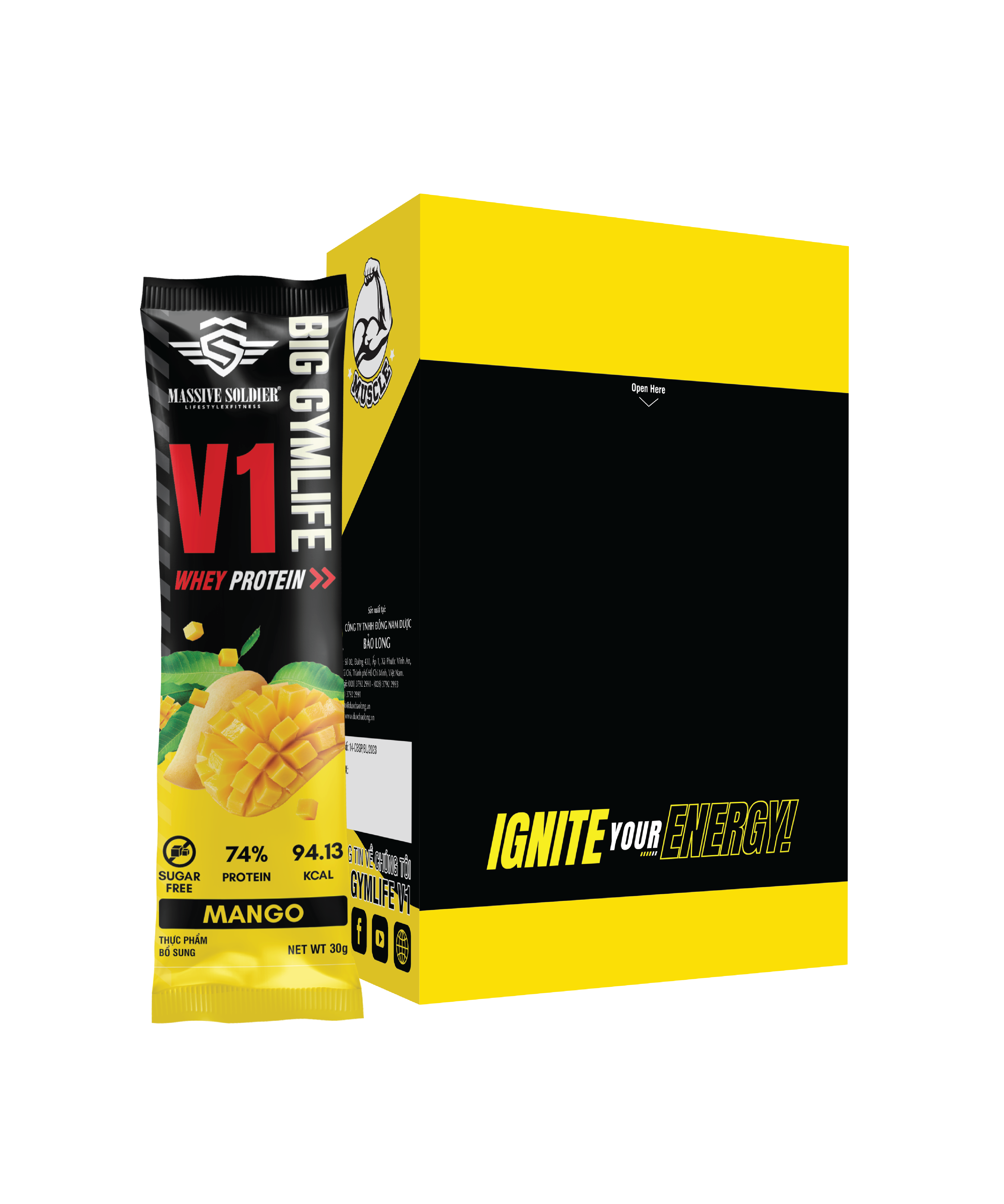 Hình ảnh Bột Whey Protein BIG GYMLIFE V1 Mango Bảo Long (Hộp 10 gói x 30g) - Hàng Chính Hãng