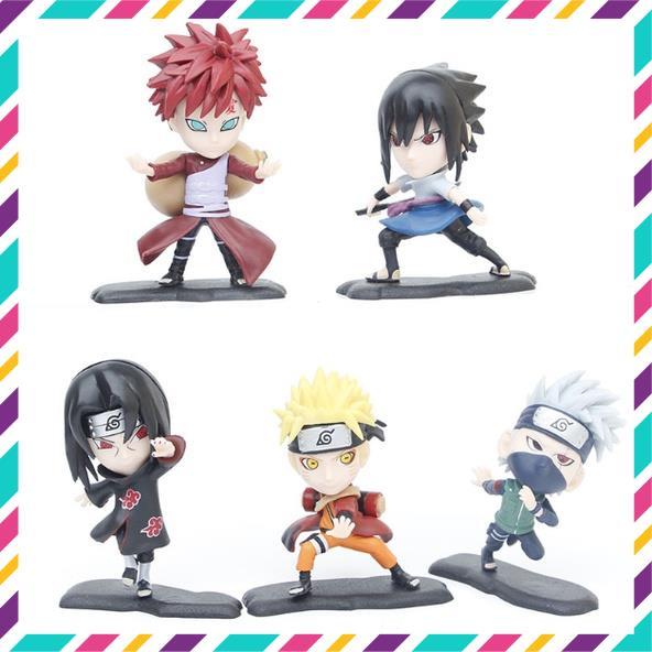 Mô Hình Naruto ChiBi, Bộ 5 Mô Hình Naruto, Kakashi, Itachi, Garaa, Sasuke Siêu Đẹp Cao 8,5 cm - Tượng Figure