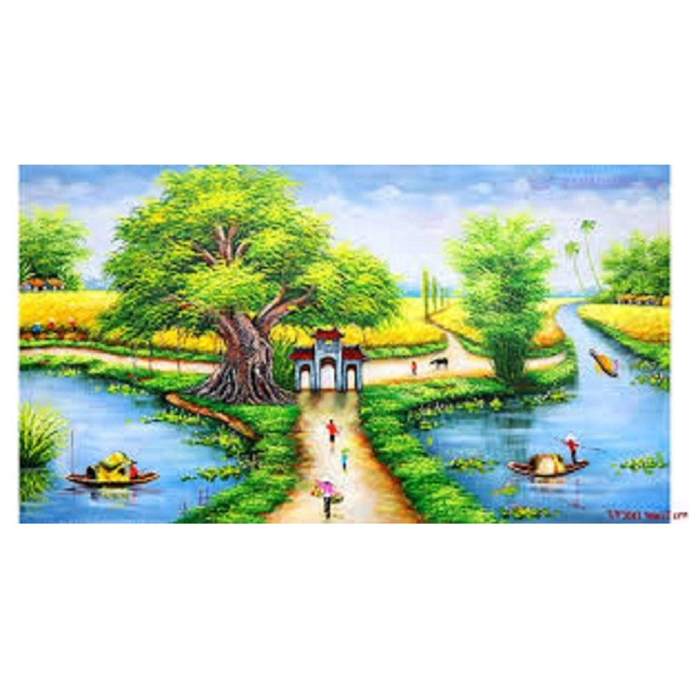 TRANH THÊU CHỮ THẬP QUÊ HƯƠNG THANH BÌNH 96x57cm