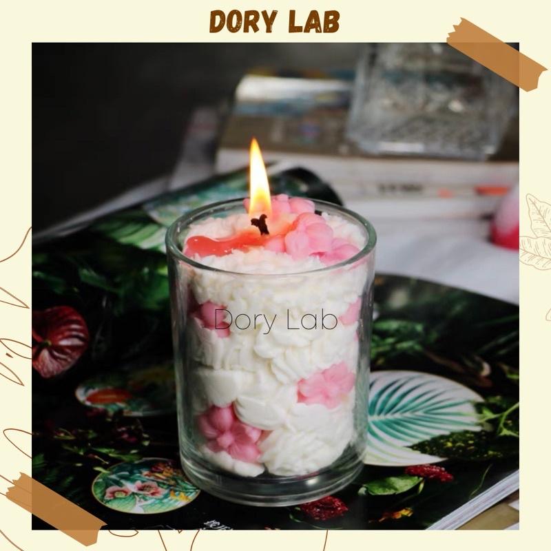 Nến Thơm Ly Hoa Đào Phủ Kem Không Khói Nhiều Mùi Hương - Dory Lab