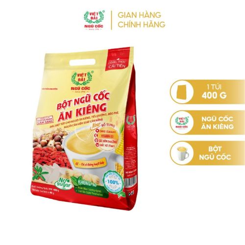 Bột Ngũ Cốc Ăn Kiêng VIỆT ĐÀI Không Đường Cung Cấp Đầy Đủ Dinh Dưỡng Cho Người Giảm Cân Túi 400gam