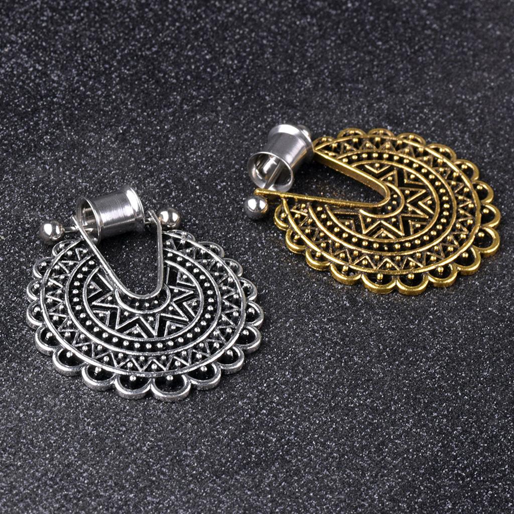 Boho Hollow Flower Stainless Steel Dangle Ear Plugs
