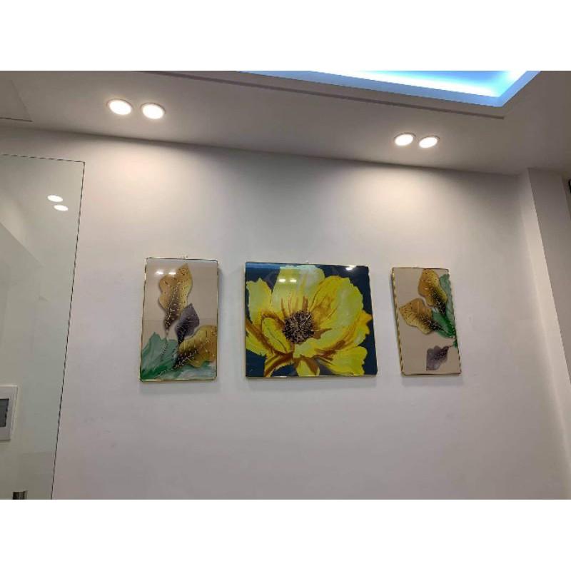 Sale sốc bộ ba tranh tráng gương cao cấp hoa mai vàng