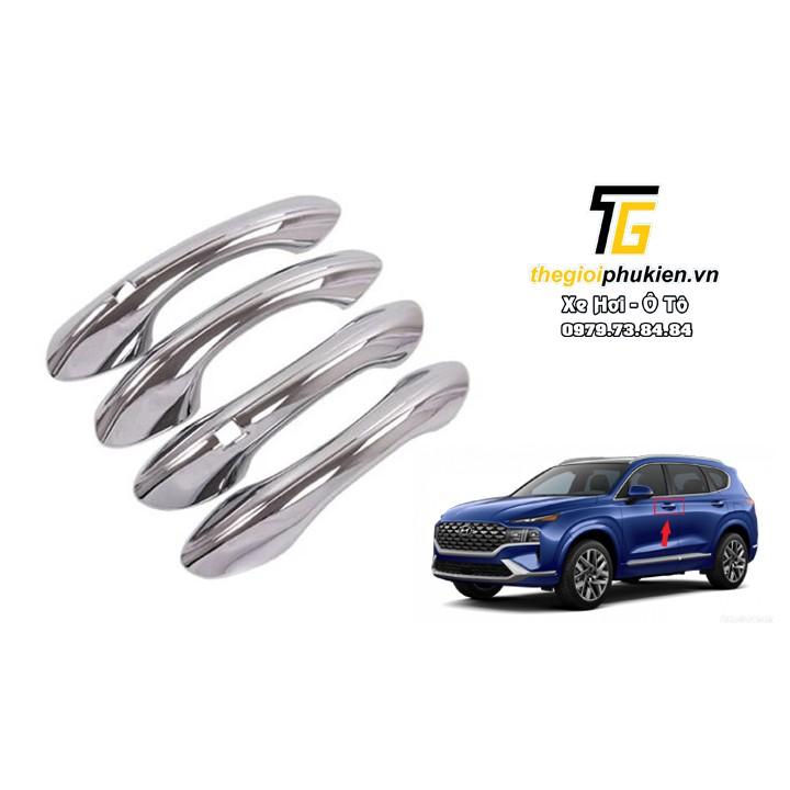 Ốp Tay nắm + hõm cửa xe Hyundai Santafe 2021 mạ Crom