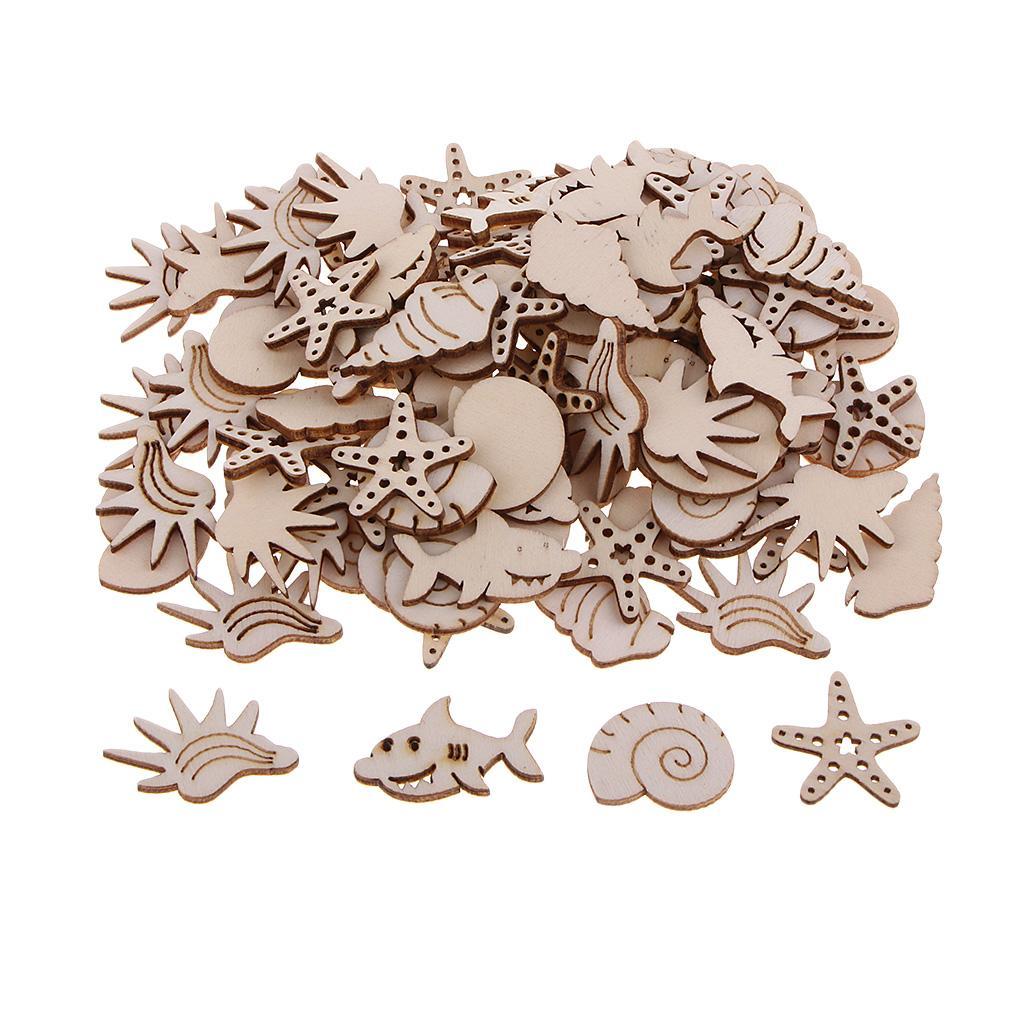 100 Wooden Embellishments Craft Unfinished Wooden Hanging DIY