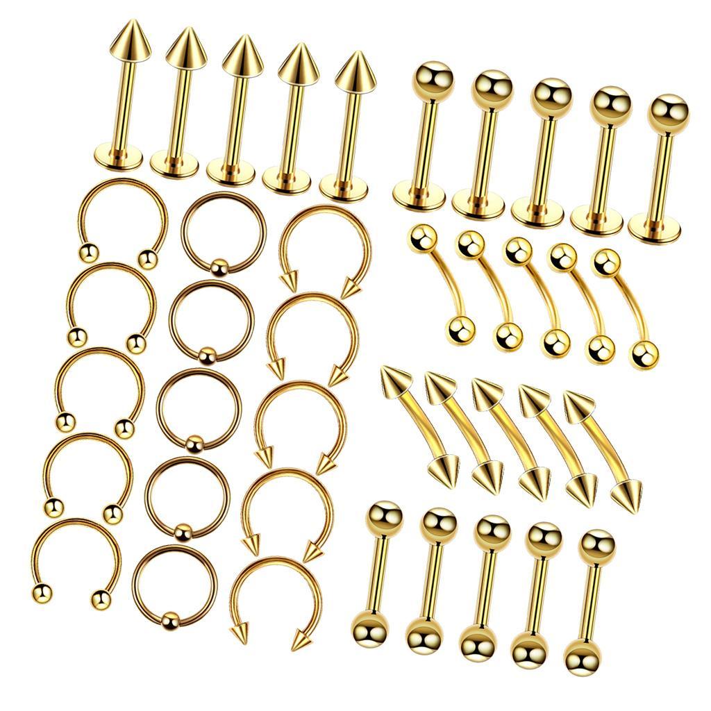 40 Pieces Nose Lip  Eyebrow  Navel Belly  Piercings  6mm