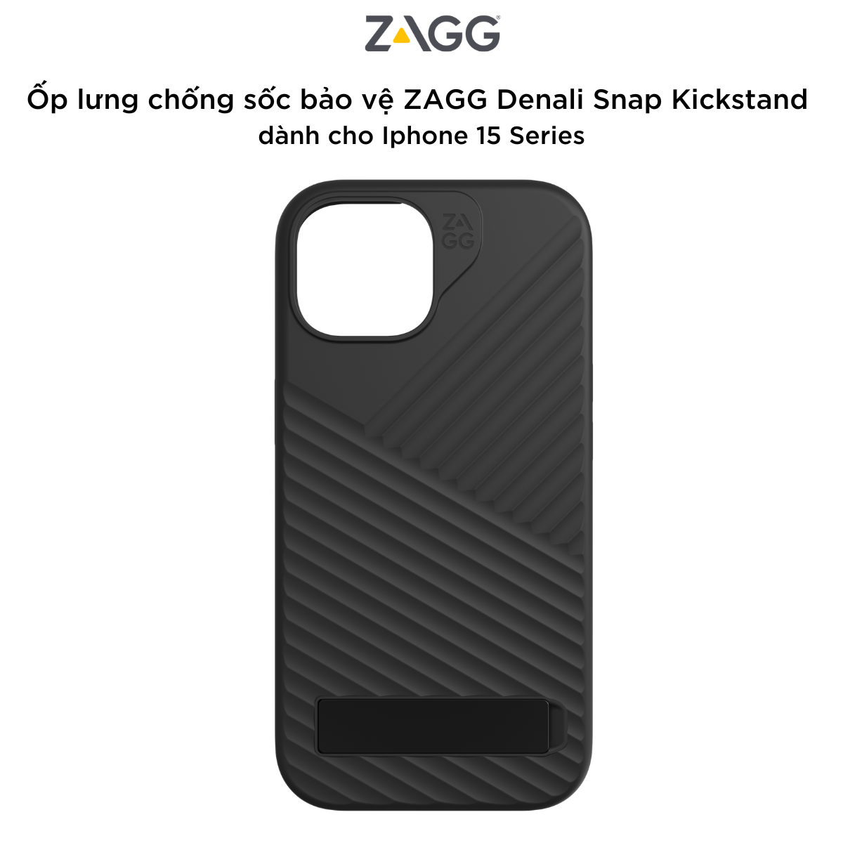 Ốp lưng bảo vệ ZAGG Denali Snap Kickstand cho iPhone 15 Series - chống sốc tới 5m - bảo hành 1 năm - Hàng chính hãng