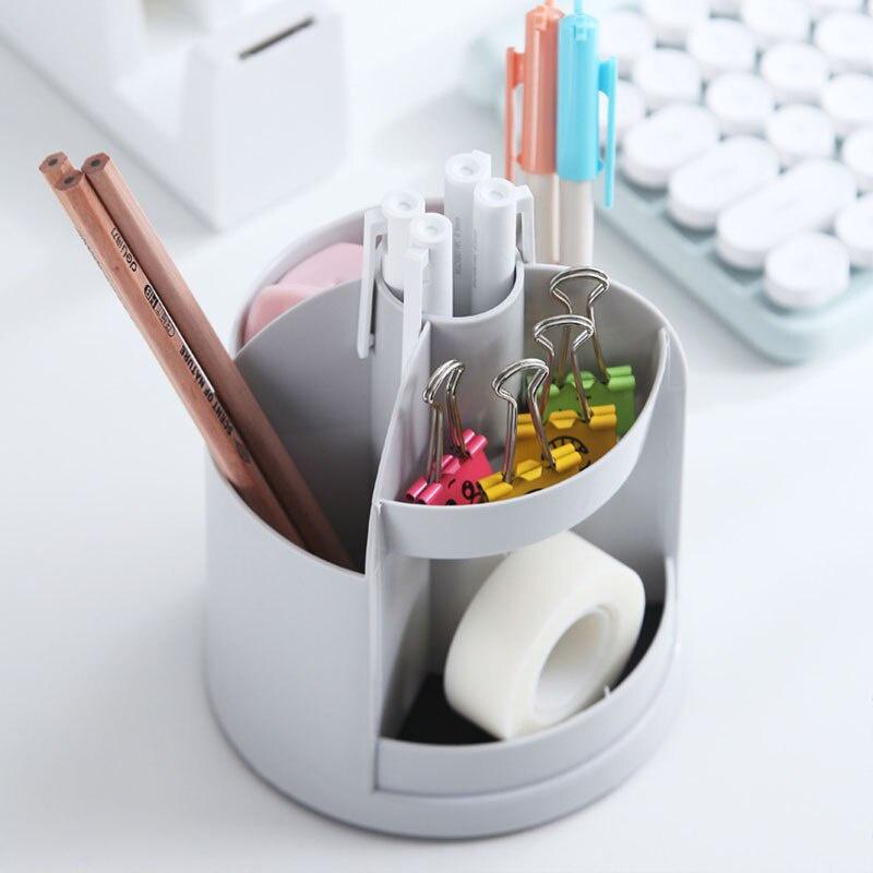 Simple Rotatable Storage Box Desk Organizer Home Office Storage Containers Desk Accessories Plastic Pen Holder Gifts