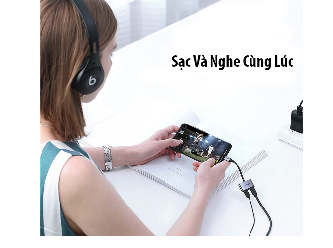 Cáp chuyển đổi USB Type-C Sang Cổng Audio USB-C Ugreen 60165, PD Port 3.0 - Hàng chính hãng