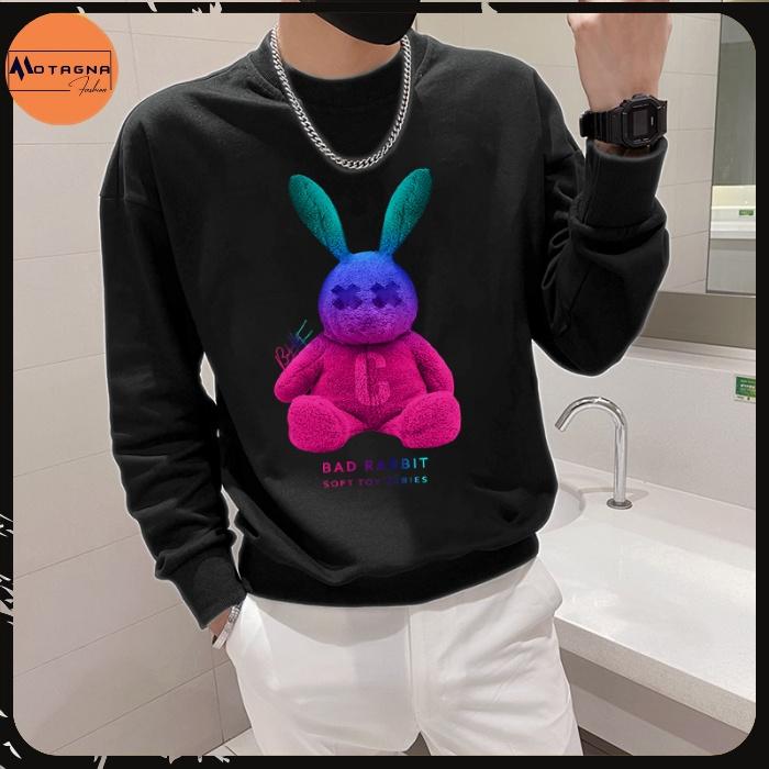 Áo sweater nam chất đẹp, Áo nỉ nam cổ tròn hot trend mịn đẹp in Thỏ Xanh Đỏ mã NZ682
