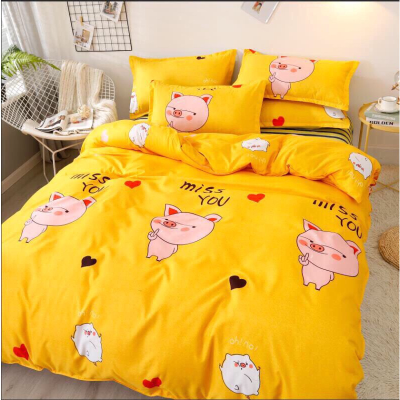 Bộ ga và vỏ chăn cotton Sweet Love VSL1015 ( 5 món )