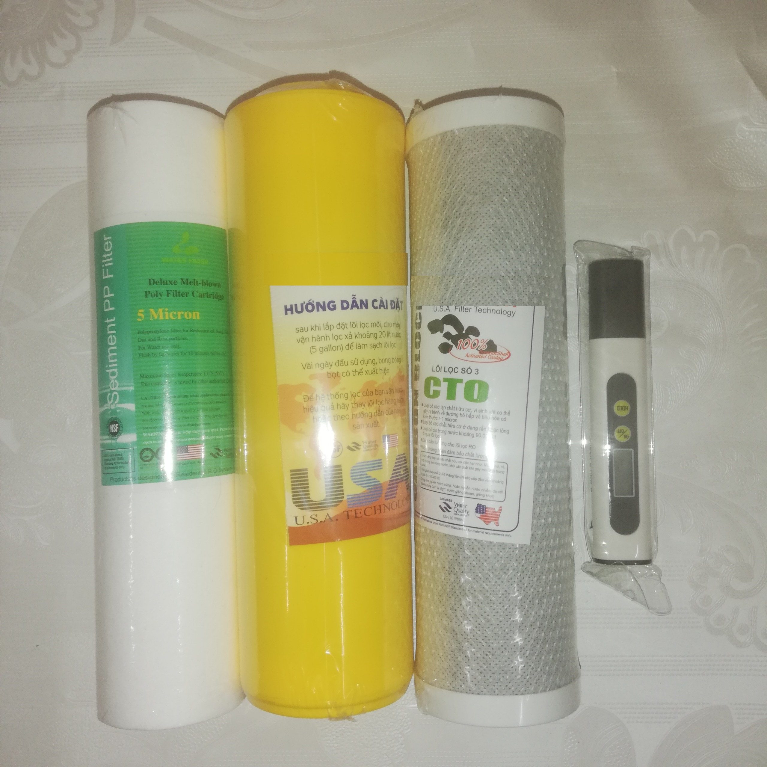Bộ lõi lọc canxi cho máy lọc nước ro tặng kèm bút TDS - Chính hãng