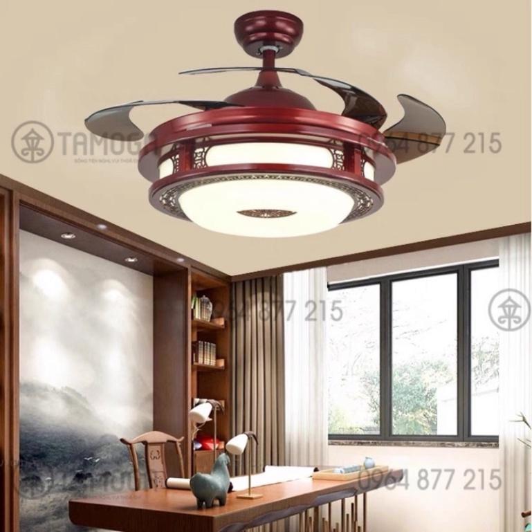 Quạt có đèn, quạt cánh gỗ tô điểm phòng tiếp đón khách HAPOVA DQ 8026 + khuyến mãi khiển
