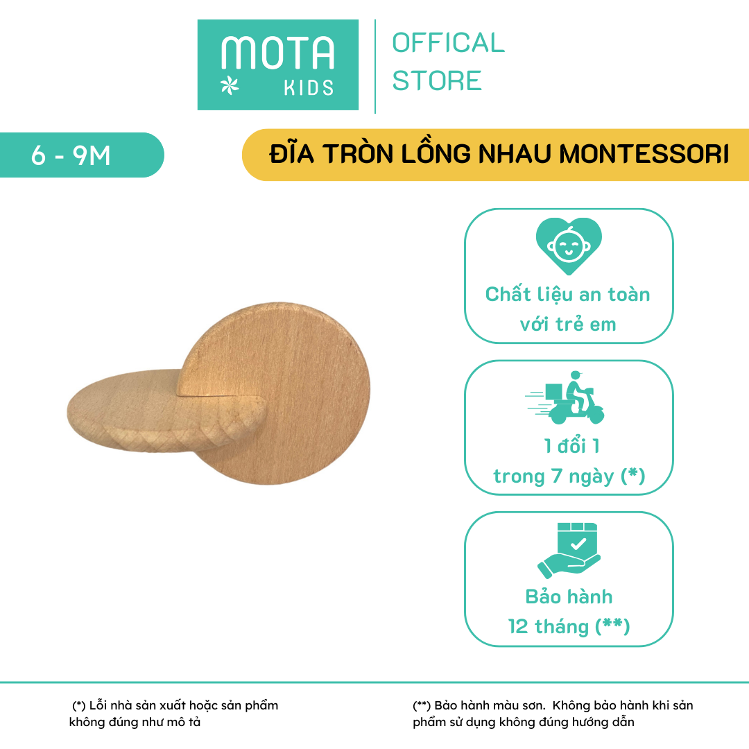 Đồ chơi đĩa tròn lồng nhau cho bé 6-9 tháng Montessori Mota - Phát triển vận động tinh và theo dõi - Hàng chính hãng