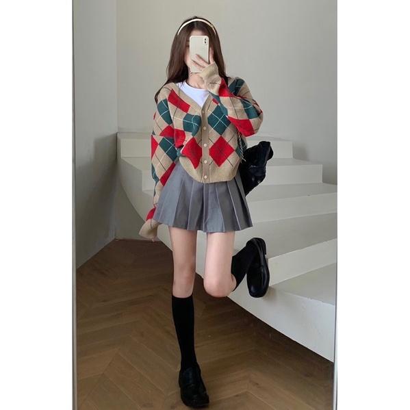 Áo Khoác Cardigan Len Nữ Hoạ Tiết Quả Trám Siêu Xinh
