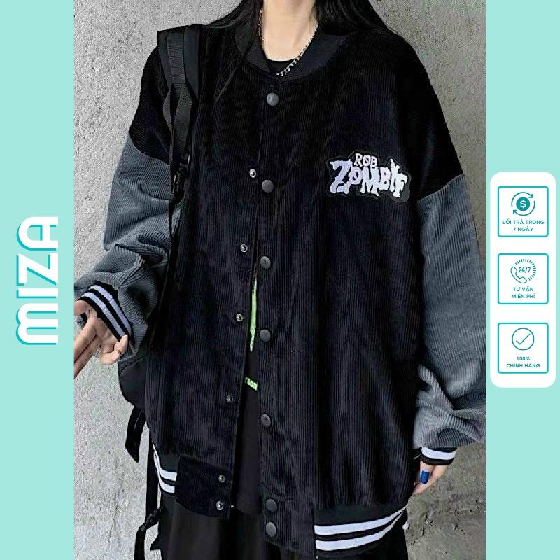 Áo bomber nữ nam unisex nhung khoác gió jacket cúc bấm form rộng local brand ulzzang phong cách hàn quốc đep ZOMBIE