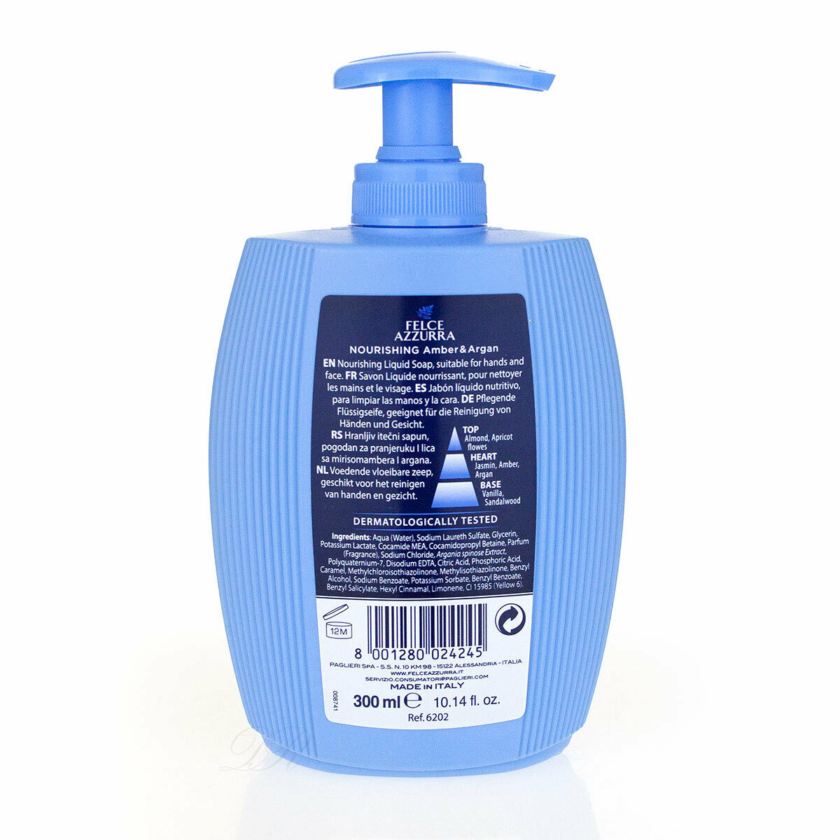 Sữa rửa tay dưỡng ẩm hương nước hoa Felce Azzurra xuất xứ Ý 300ml chiết xuất dầu argan