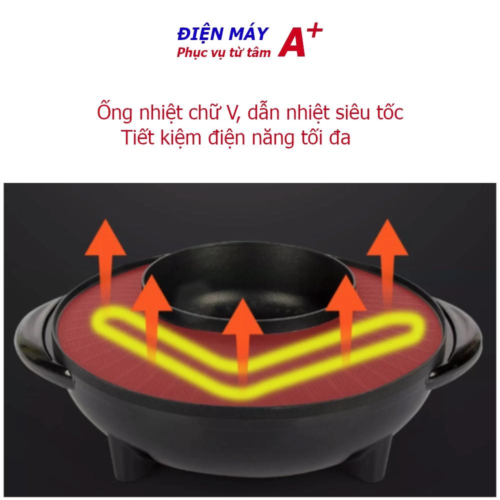 Nồi lẩu nướng Nhật Nguyệt 34 cm, siêu tốc, đa năng, tiết kiệm điện, cho 3-5 người ăn