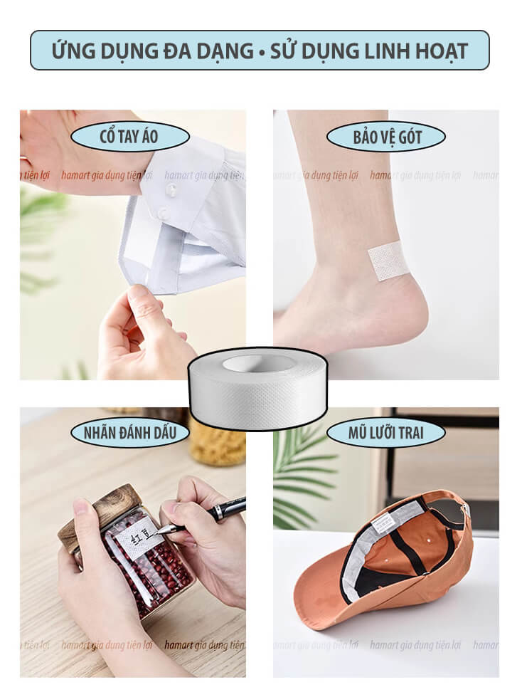 Cuộn 8M Băng Dán Cổ Áo Sơ Mi Chống Bẩn Vải Không Dệt Thoáng Khí Bám Dính Tốt Thấm Hút Mồ Hôi