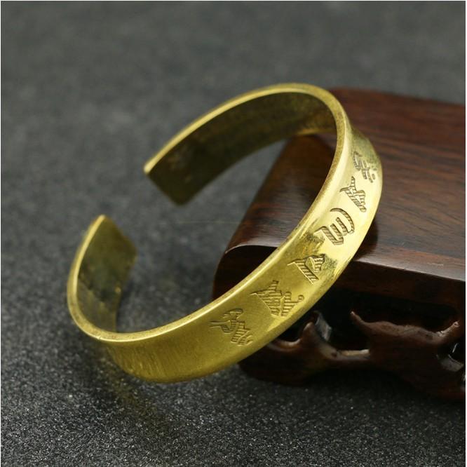 KHO-HN * Vòng tay đồng vàng khắc Lục Tự Chân Ngôn và Bát Nhã Chân Kinh