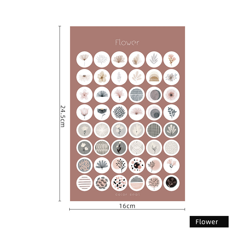 S39 - Tờ 48 miếng dot sticker chấm tròn Morandi trang trí sổ bullet journal, junk journal, tường nhà - Cây Sồi Già