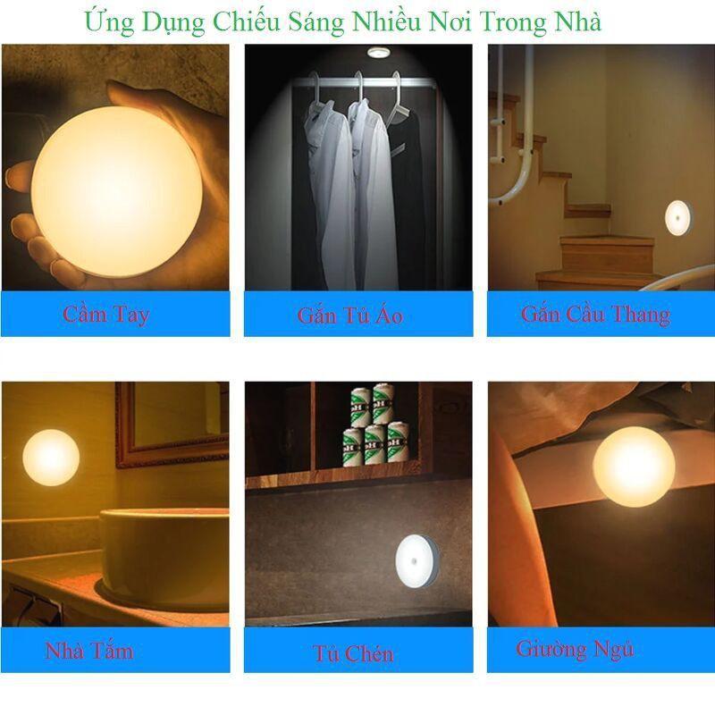 Đèn Led Dán Tường Cảm Ứng Thông Minh Dùng Pin, Đèn Cảm Ứng Chuyển Động Hồng Ngoại - Ánh Sáng Vàng