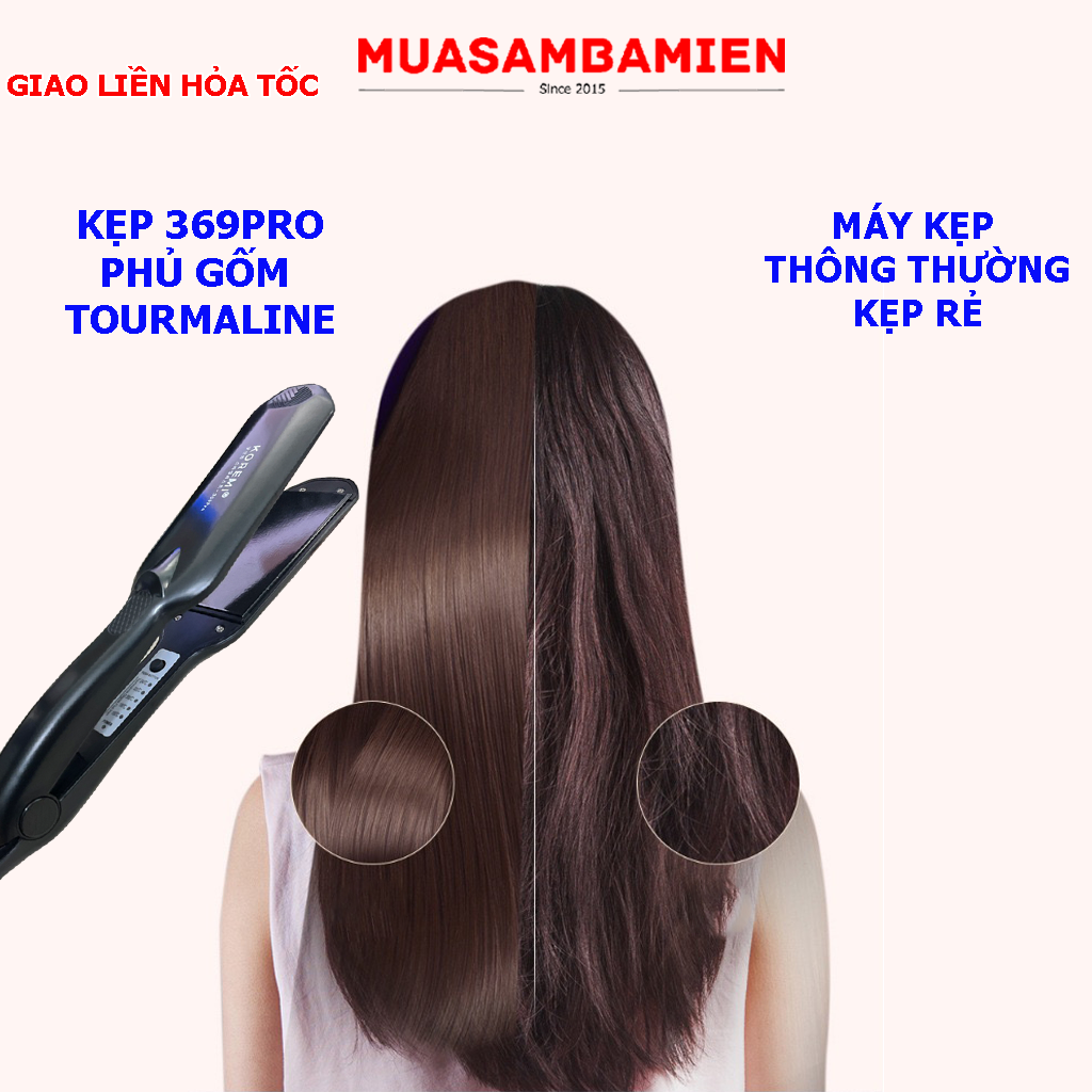 Máy kẹp duỗi tóc Bản Lớn 369Pro Hàn Quốc chỉnh nhiệt cao cấp phủ gốm Tourmaline bảo vệ tóc kéo êm. kẹp mượt tóc