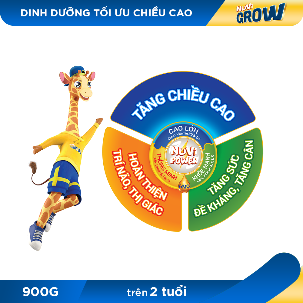 Sữa Bột Nuvi Grow Trên 2 Tuổi Lon 900g - Phát Triển Chiều Cao