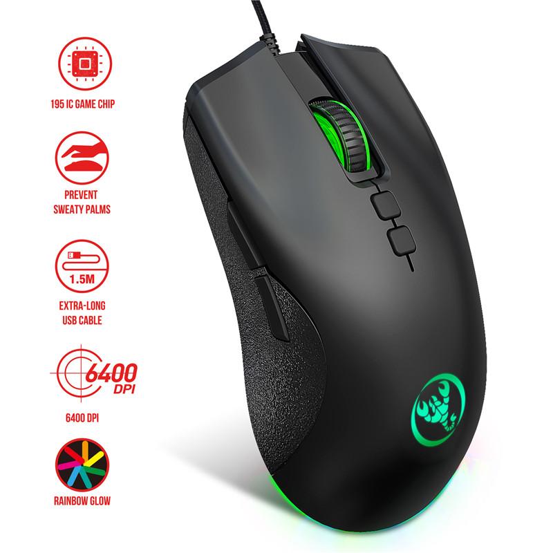 Highend Dành Mới USB Chuột Chơi Game Có Dây 7 Nút Đèn LED Đèn Nền RGB Chuột Có Thể Điều Chỉnh 6400 DPI Cho Máy Tính Laptop Lập Trình Macro
