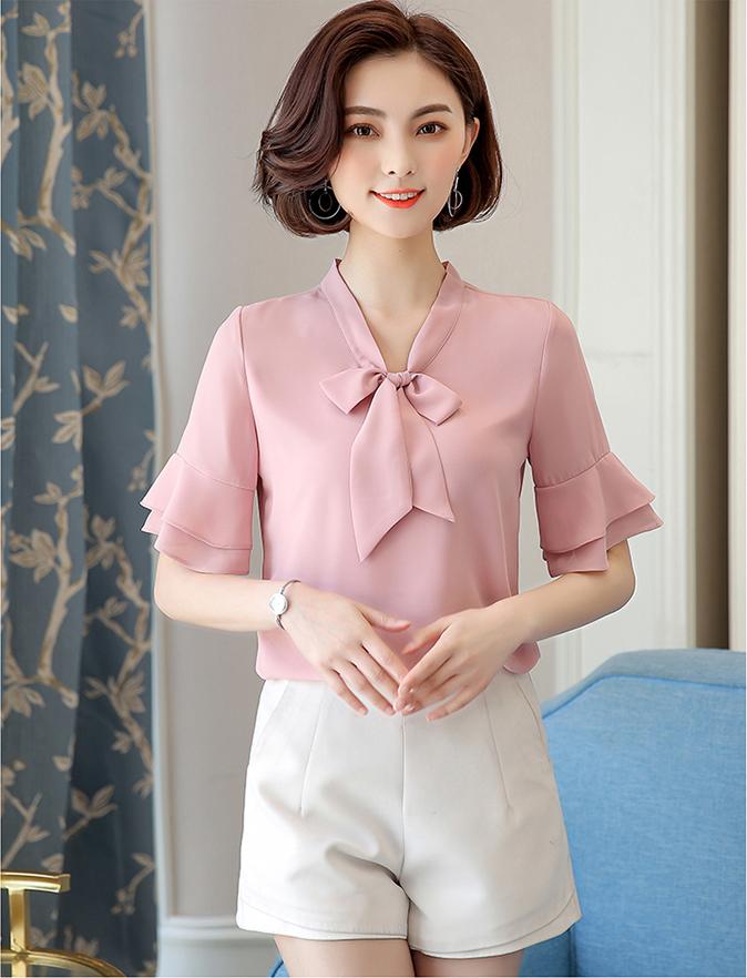 ÁO SƠ MI CỔ NƠ TAY LOE DUYÊN DÁNG NT3305
