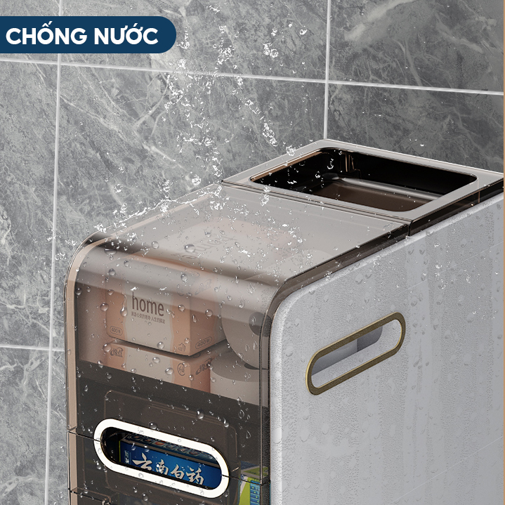 Tủ Để Đồ Có Nắp Đậy HÀNG NHẬP TRUNG ĐẸP XỊN Bằng Nhựa PVC Chống Ẩm Mốc Trong, Kệ Để Đồ Nhà Tắm Vệ Sinh Kèm Bánh Xe Linh Hoạt