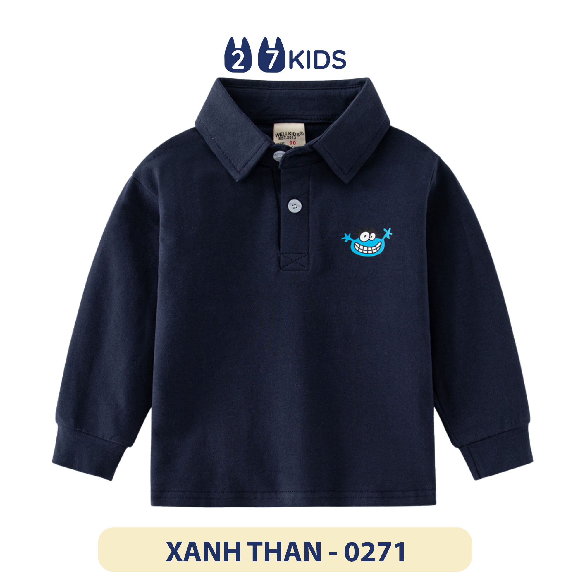 Áo Polo bé trai dài tay 27Kids WELLKIDS áo thun sơ mi nam thu đông cho trẻ từ 2-8 tuổi BLPO2