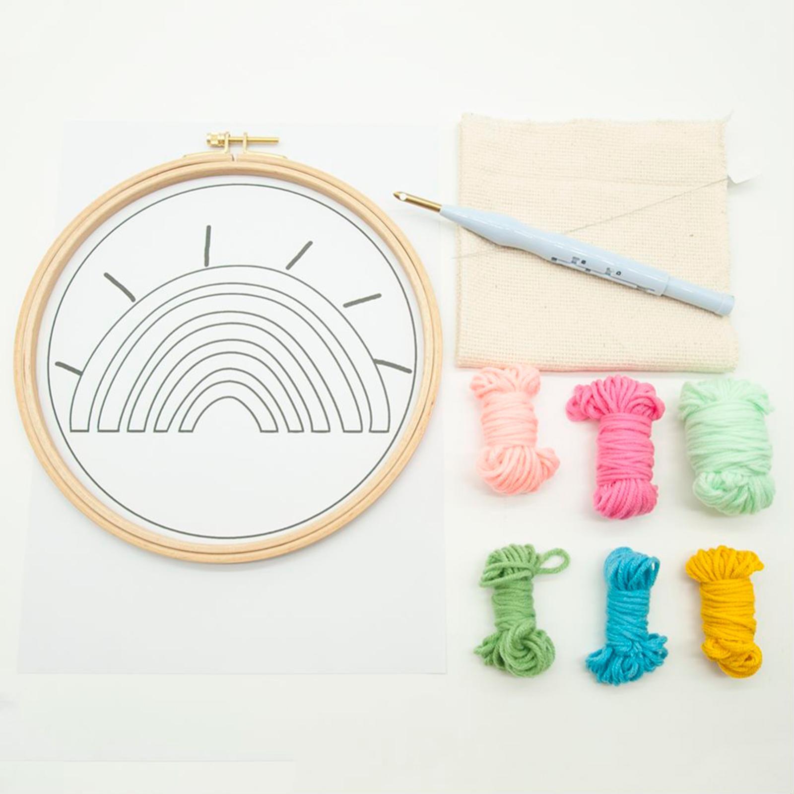 Punch  Embroidery Starter Kits Rainbow Hand Craft DIY Beginner