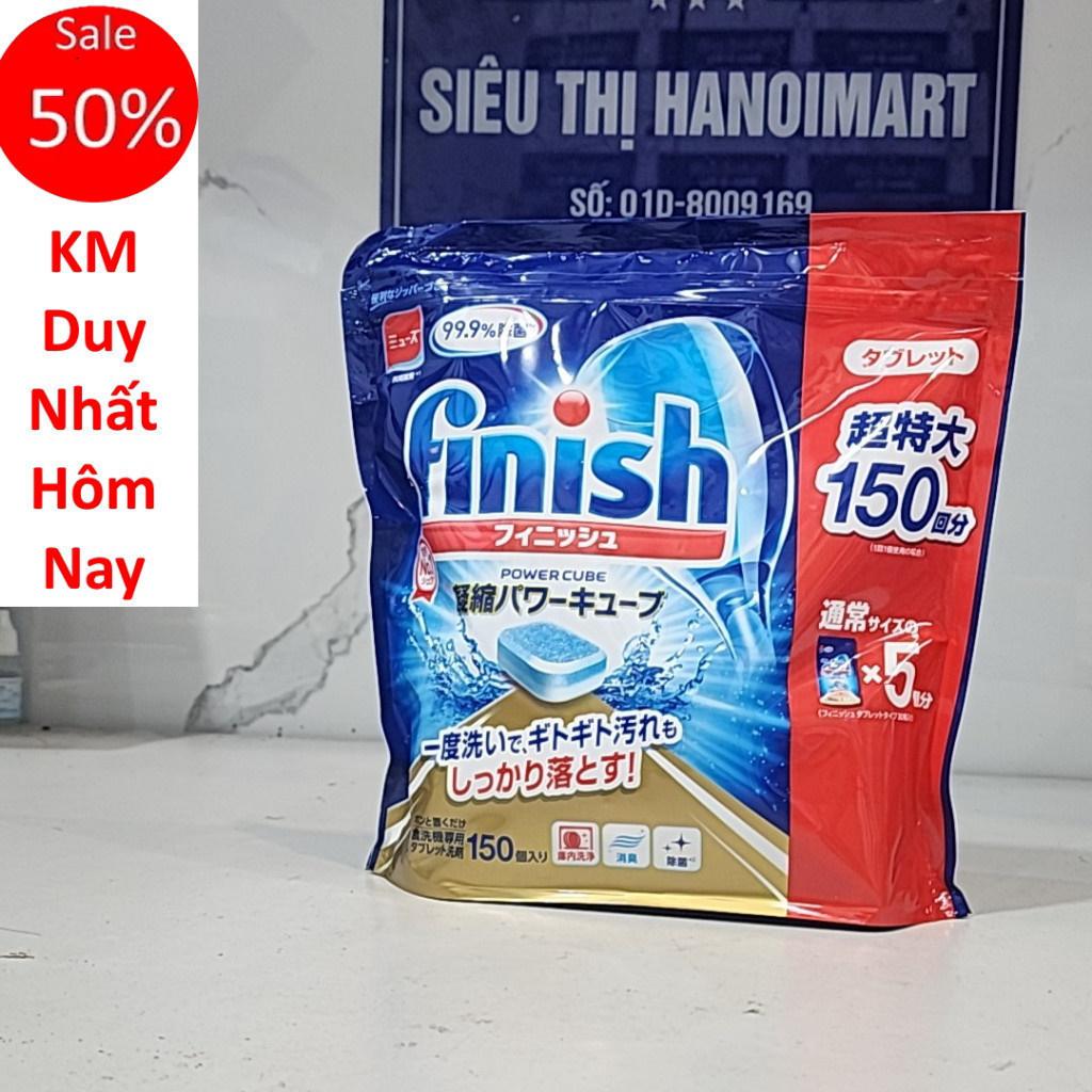 Viên rửa bát Finish Nhật bản 150 viên – Viên finish power cube 150v dùng cho máy rửa bát chén loại nhỏ từ 6 – 8 – 9 -10 bộ bát đĩa – 150V finish nhật
