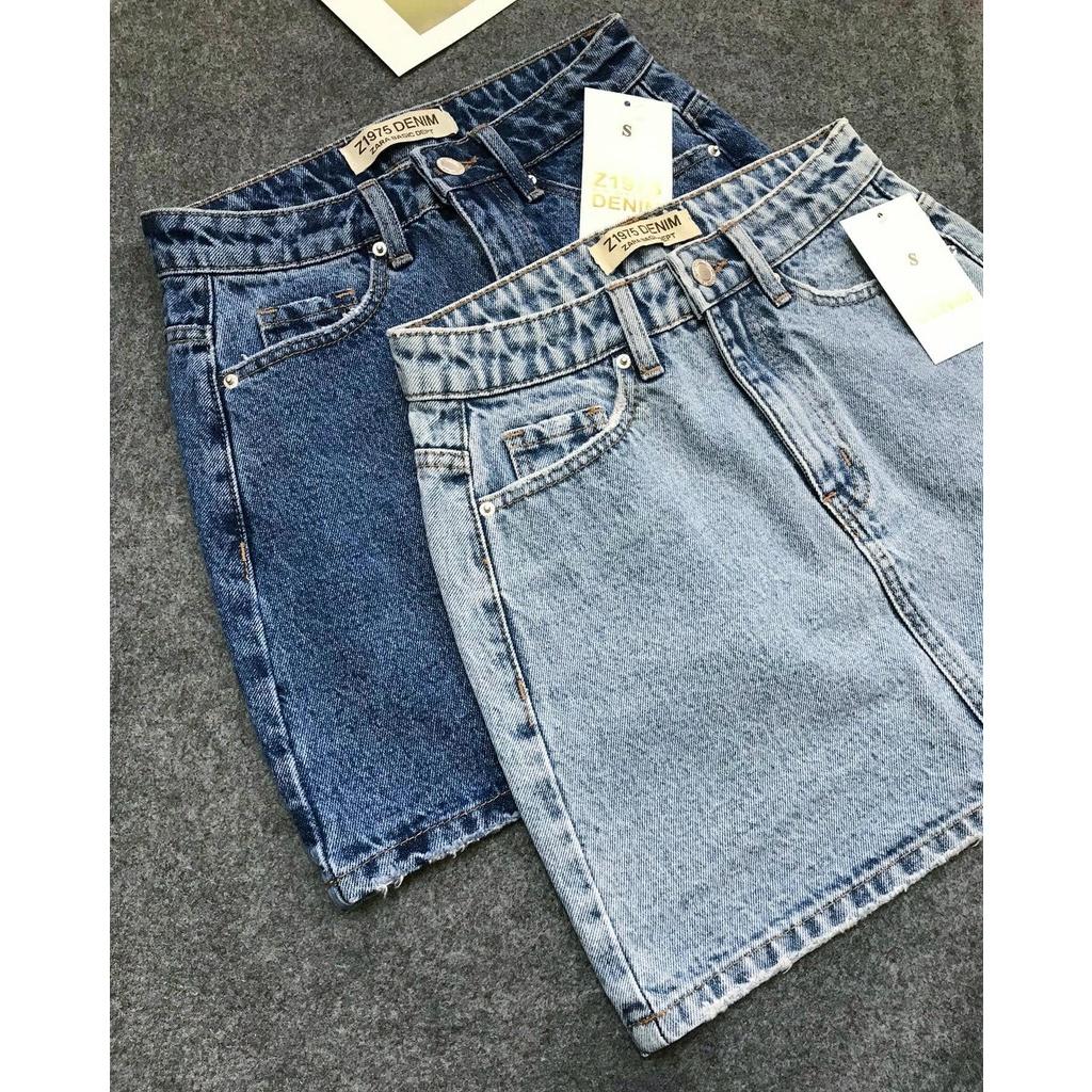 Chân Váy Jean Bassic Chữ A Không Quần Sofm