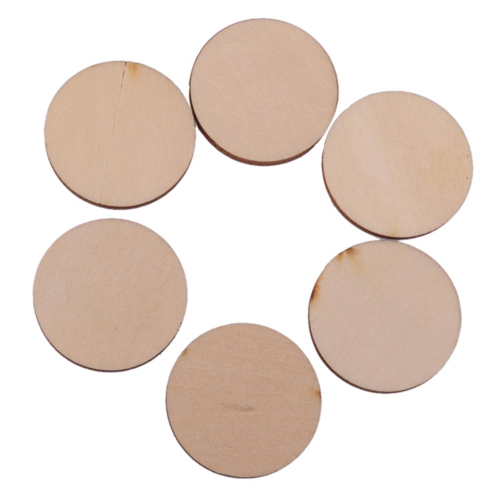 100 Natural Wooden Circle Round Embellishments DIY Crafts Scrapbooking 30mm