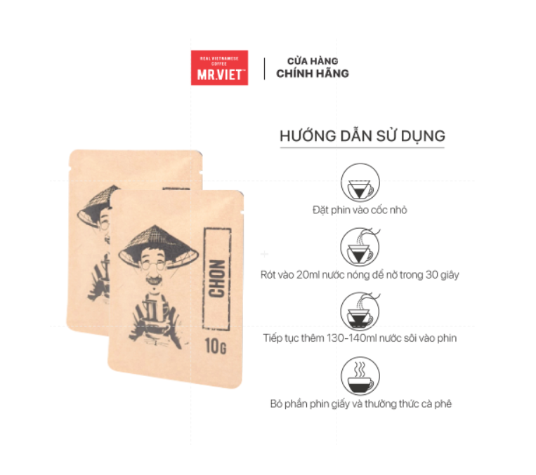 Cà phê phin giấy-  cà phê Arabica (Arabica coffee -ground coffee drip bag)100gr